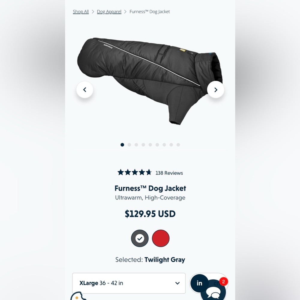 Ruffwear Furness Dog Jacket XL